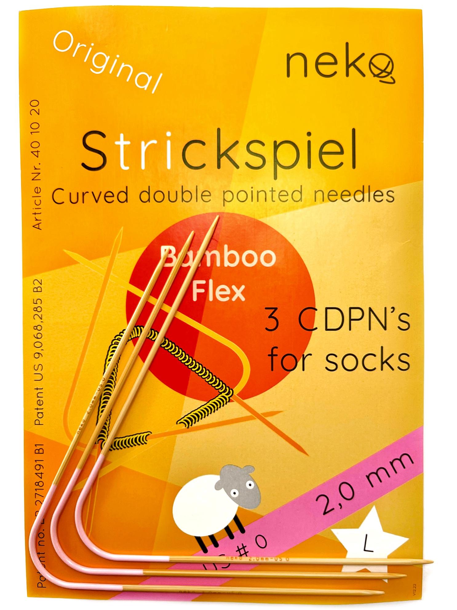 Neko Sock Curved Double Pointed Knitting Needle Set (US 0